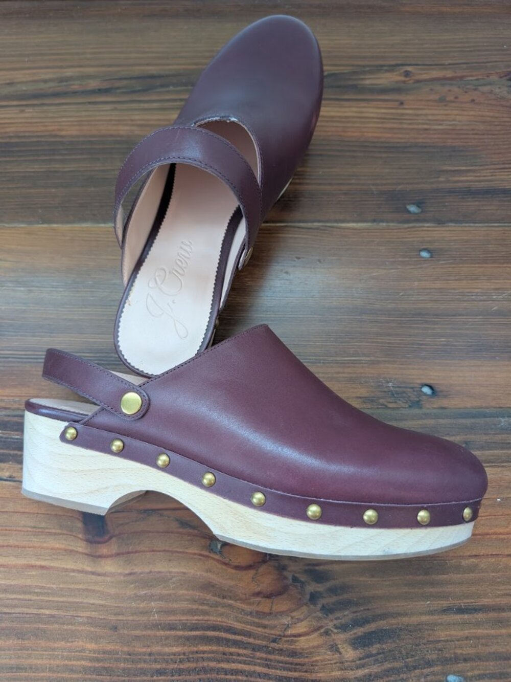 J. Crew Convertible leather clogs Size 12 port wine color